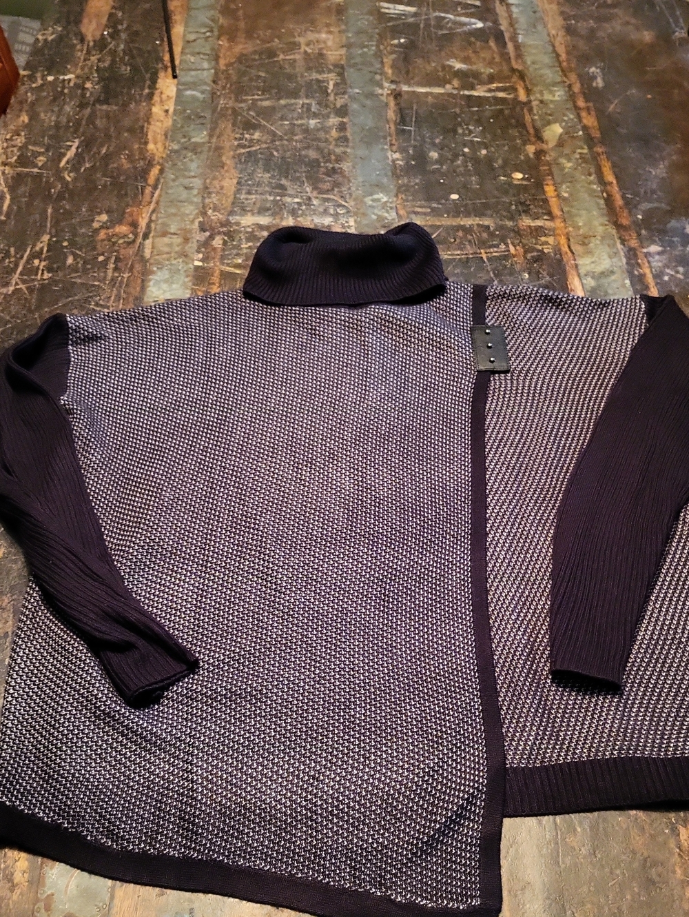 Ivanka Trump Two-Tone Black and Gray Turtleneck Sweater